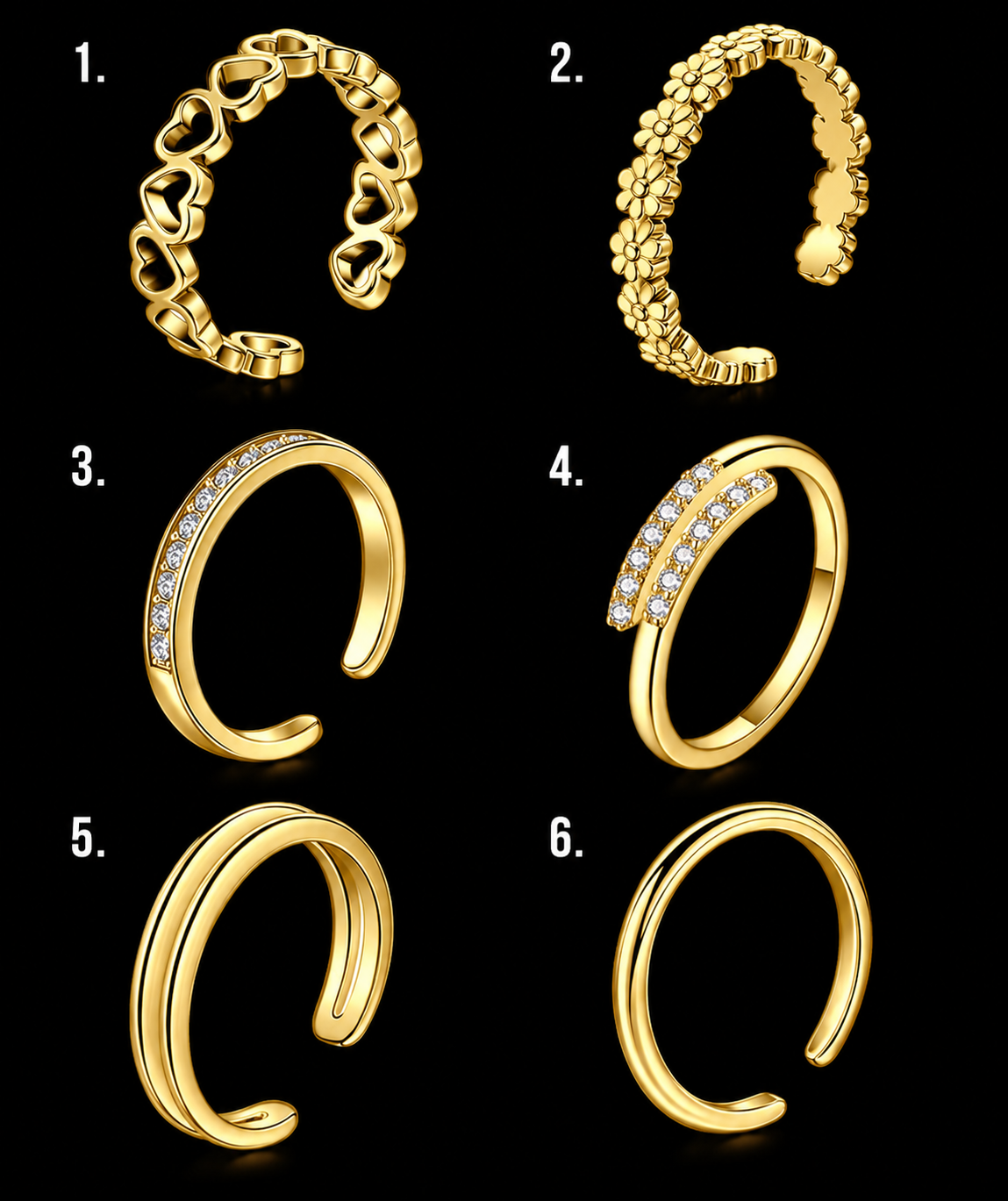 Gold Flor Eterna Toe Ring Collection