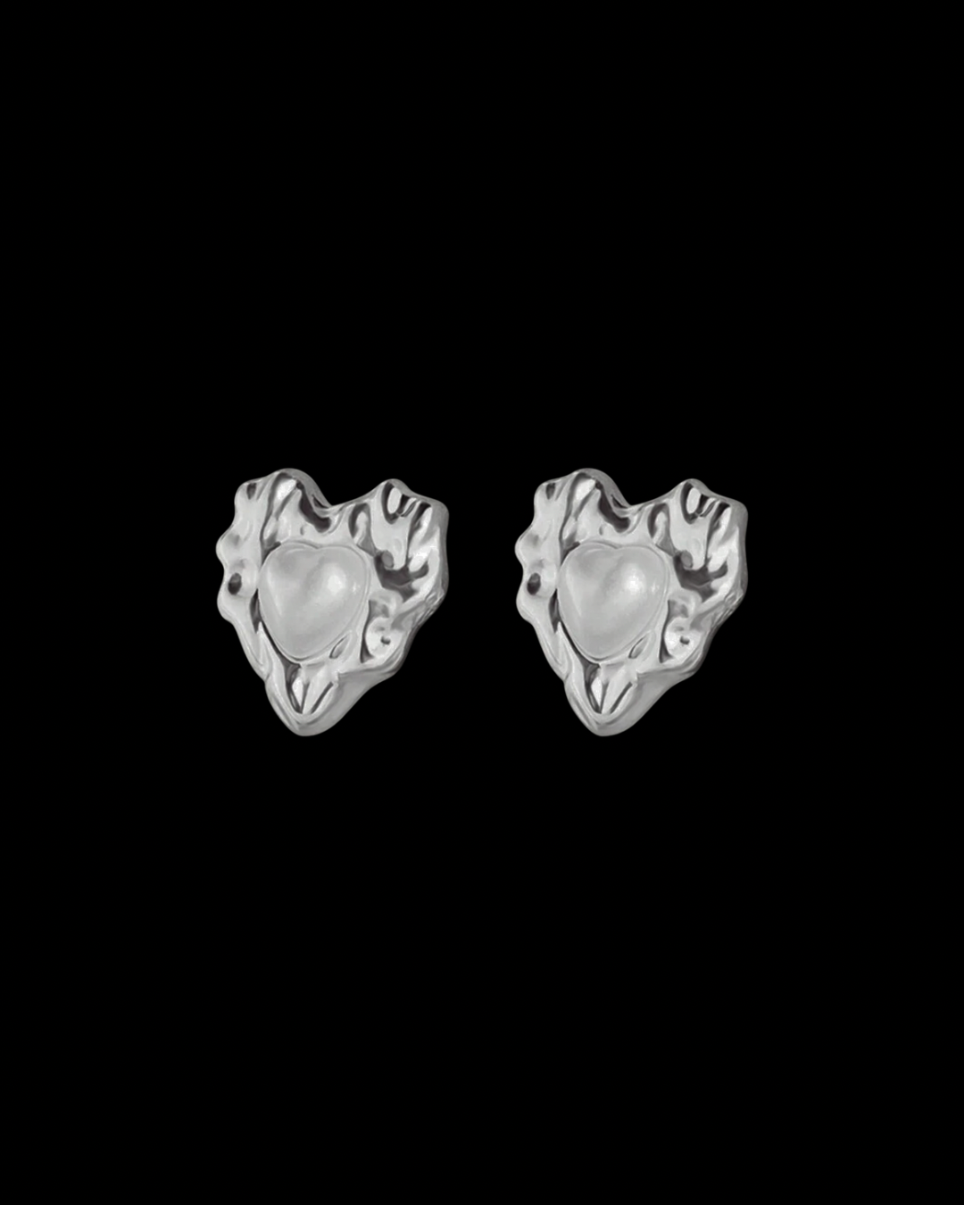 Amora Heart Pearl Studs