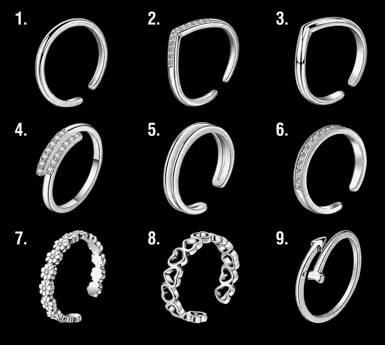Silver Flor Eterna Toe Ring Collection
