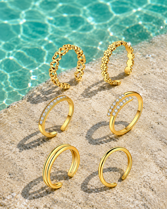 Gold Flor Eterna Toe Ring Collection